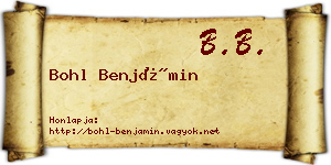 Bohl Benjámin névjegykártya